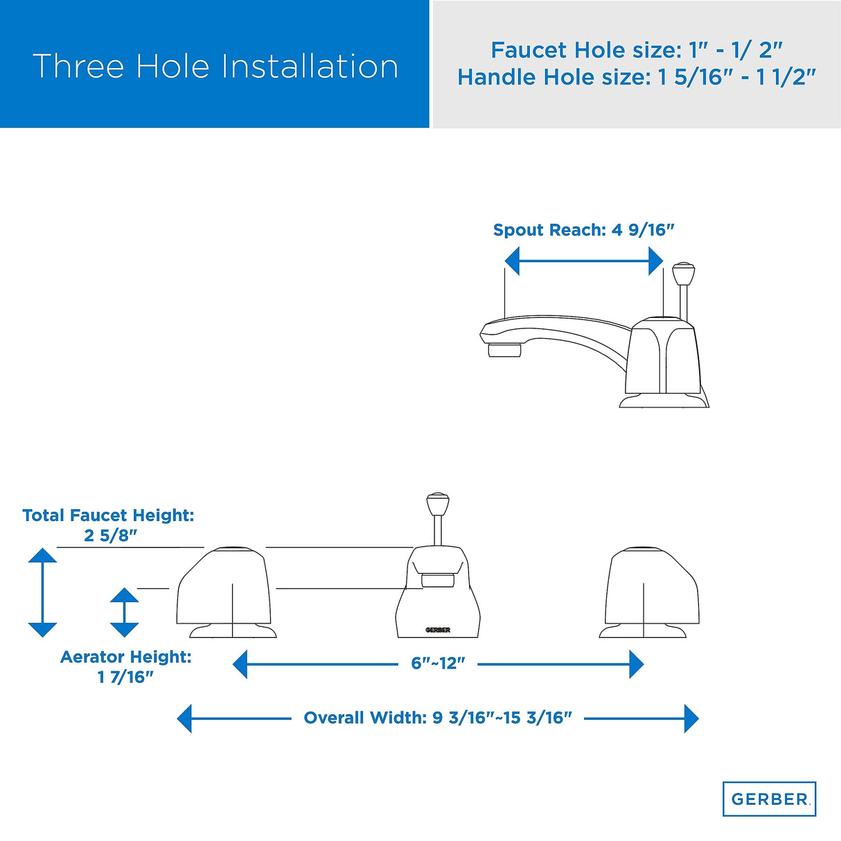 Gerber G004307161 Chrome Classics Two Handle Lavatory Faucet W/ Metal Handles ...