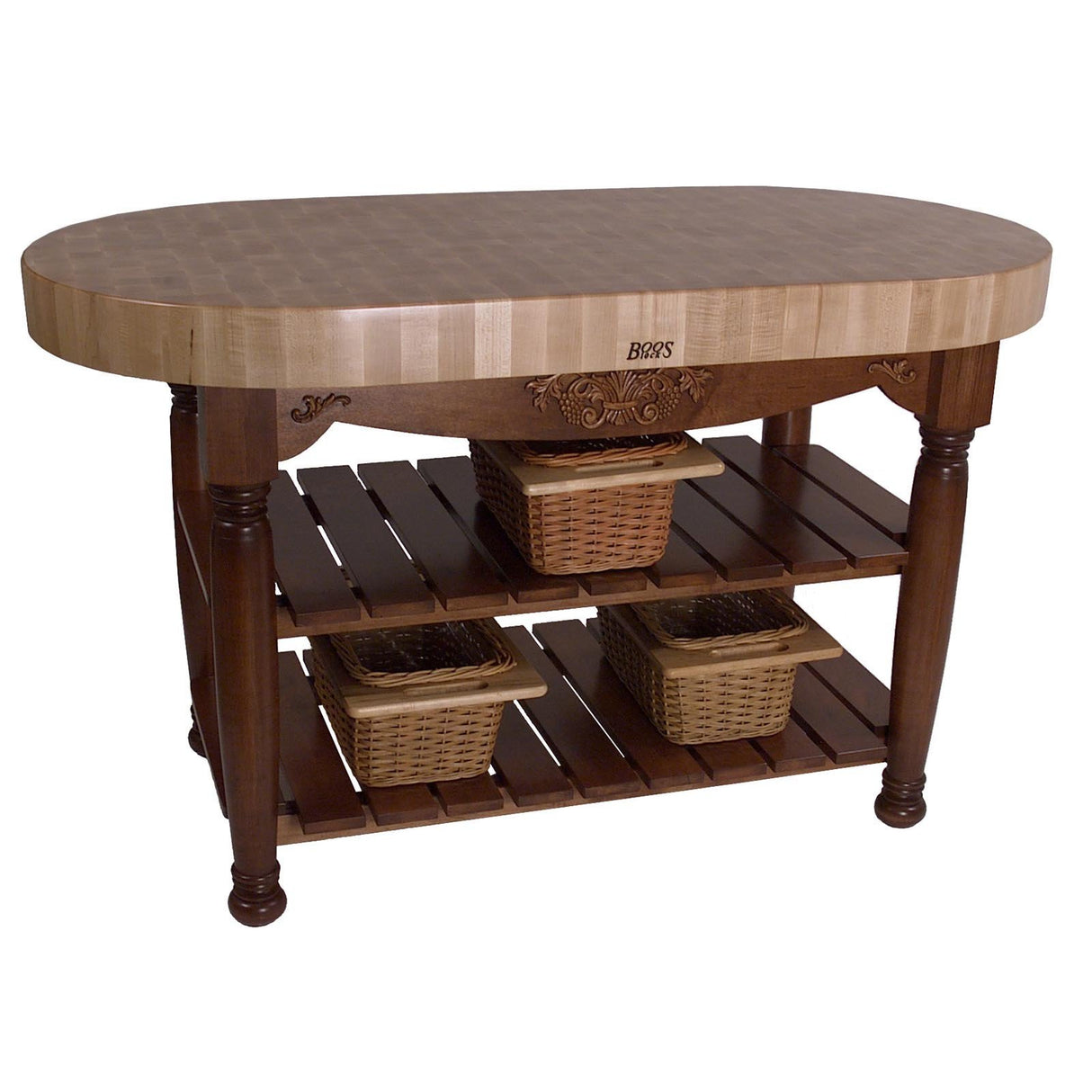 John Boos CU-HAR60-CR American Heritage Harvest Kitchen Island with Butcher Block Top Base Finish: Warm Cherry