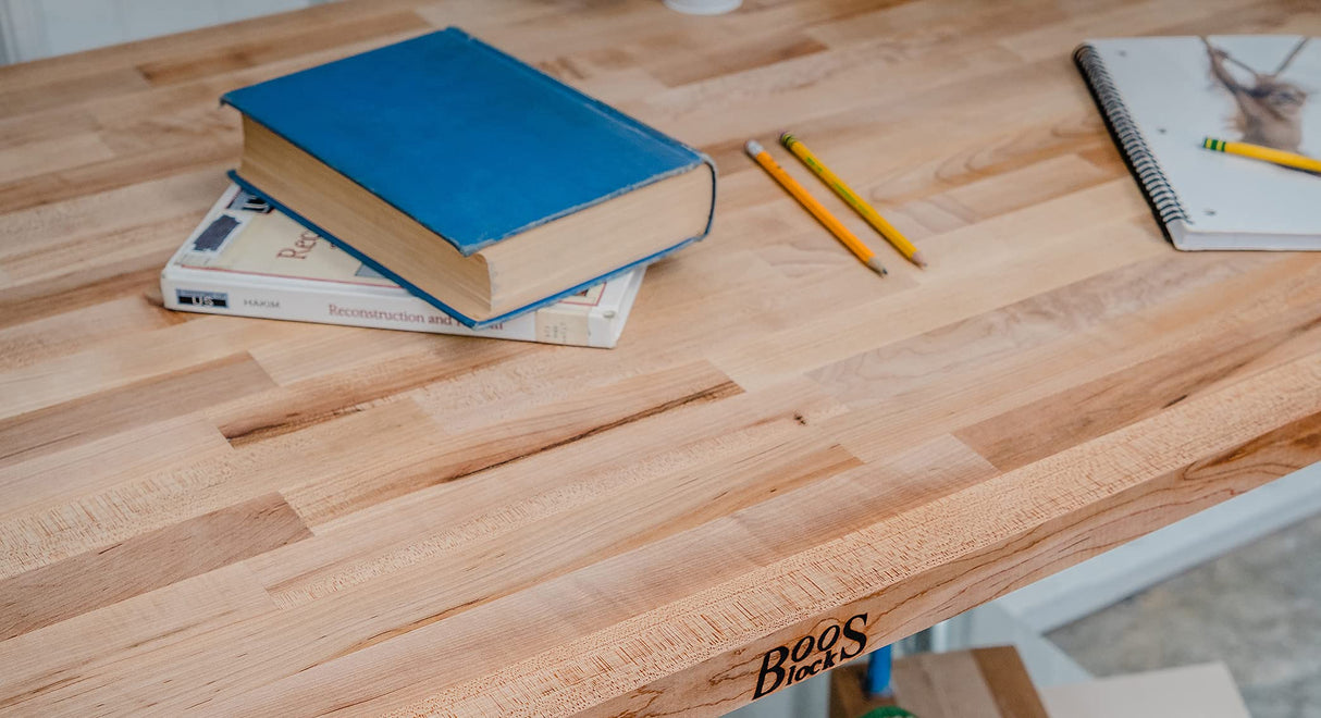 John Boos JNS20 Maple Top Work Table with Galvanized Steel Base and Adjustable Lower Shelf, 96" Long x 36" Wide 1-1/2" Thick