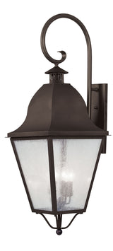 Livex Lighting 2559-07 Outdoor Wall Lantern with Seeded Glass Shades, Bronze