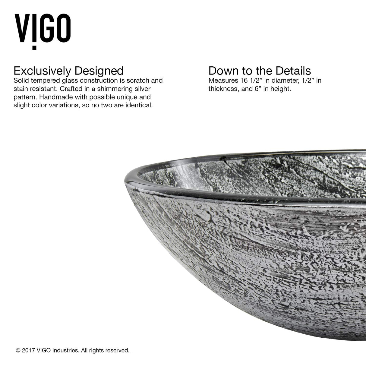 VIGO VGT559 16.5" L -16.5" W -12.38" H Titanium Handmade Glass Round Vessel Bathroom Sink Set in Slate Grey Finish with Brushed Nickel Single-Handle Single Hole Faucet and Pop Up Drain