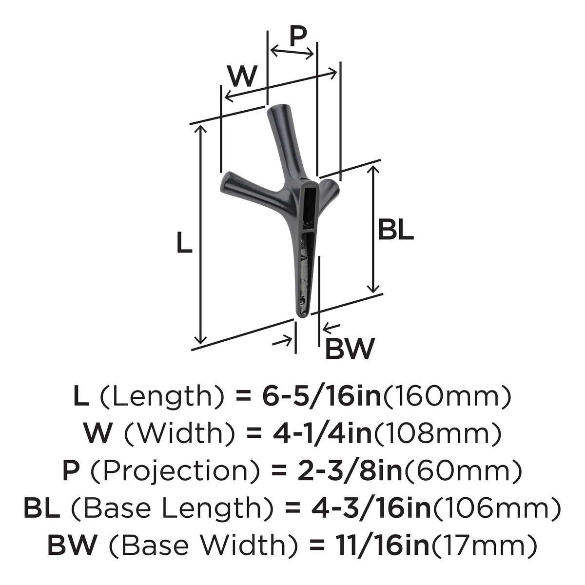 Amerock HBX37016MB Kodiak Triple Prong Decorative Wall Hook Matte Black Hook for Coats, Hats, Backpacks, Bags Hooks for Bathroom, Bedroom, Closet, Entryway, Laundry Room, Office