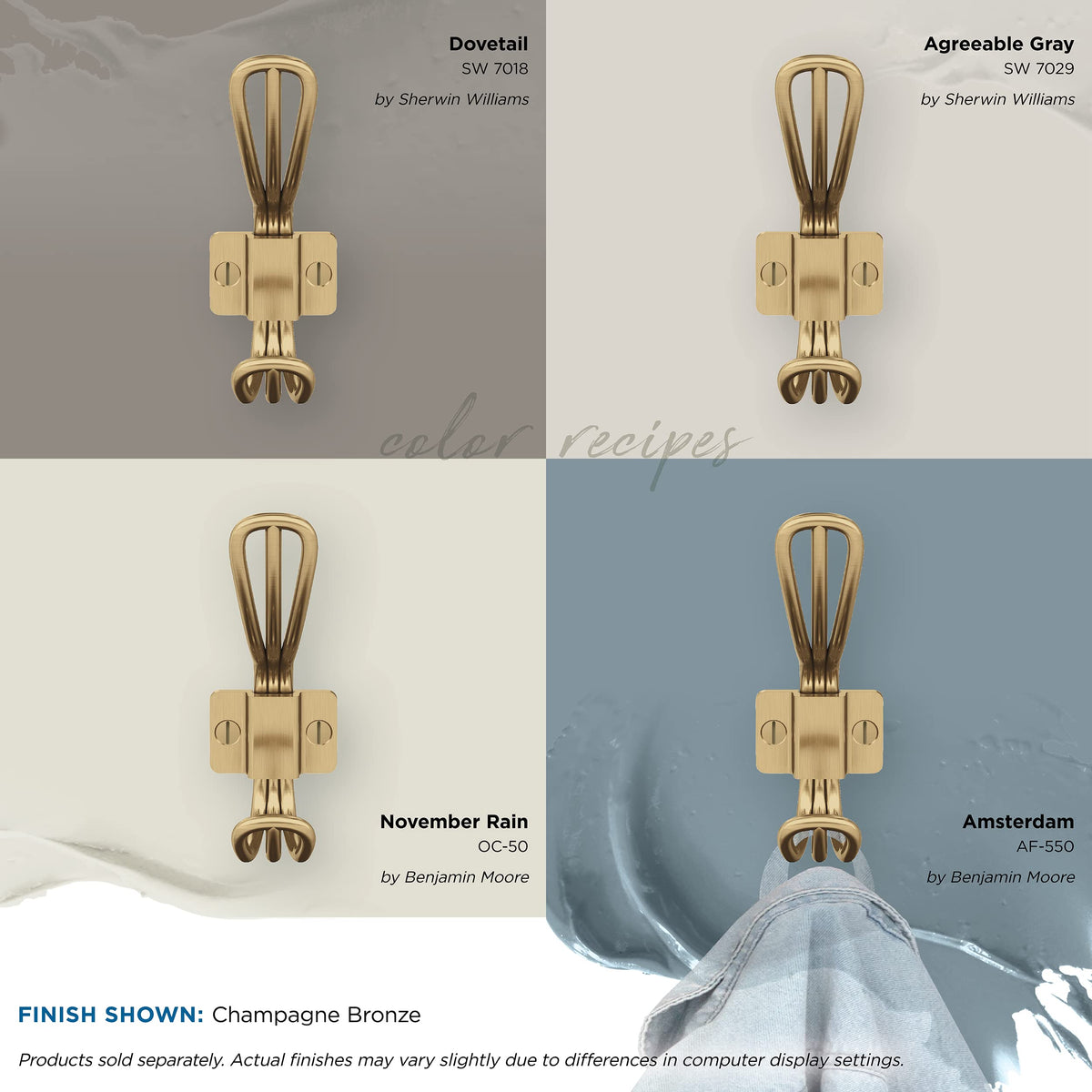 Amerock H37006CZ Vinland Double Prong Decorative Wall Hook Champagne Bronze Hook for Coats, Hats, Backpacks, Bags Hooks for Bathroom, Bedroom, Closet, Entryway, Laundry Room, Office