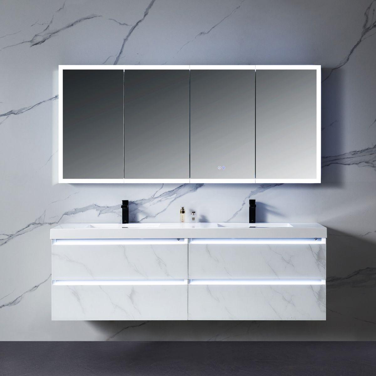 Capella LED Medicine Cabinet – Smart Vanity Mirror with Adjustable LED and Defogger