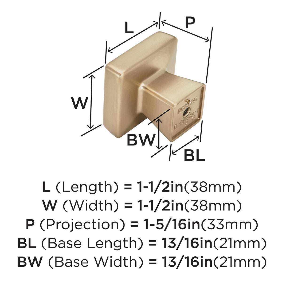 Amerock Cabinet Knob Champagne Bronze 1-1/2 inch (38 mm) Length Blackrock 1 Pack Drawer Knob Cabinet Hardware