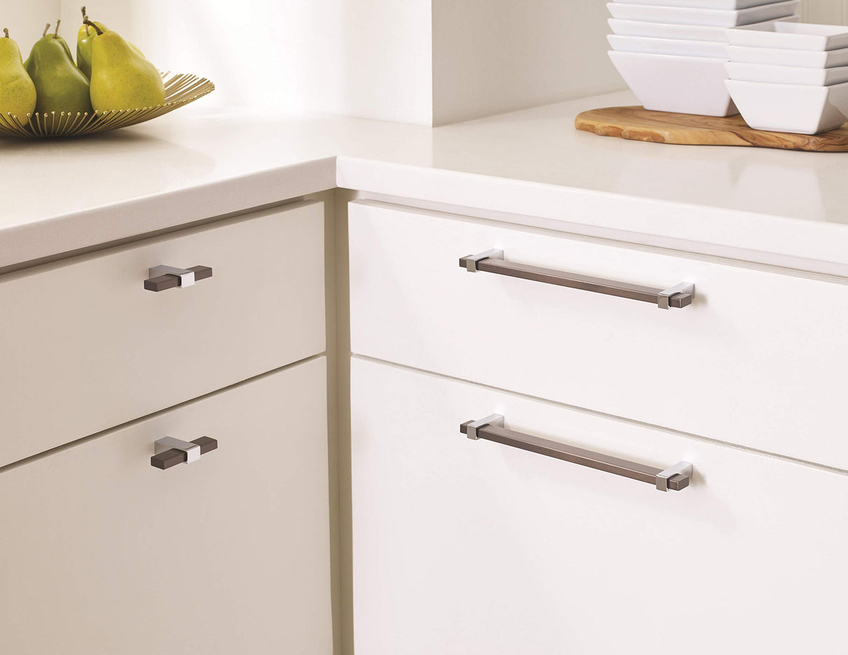 Amerock Cabinet Pull Black Brushed Nickel/Polished Chrome 7-9/16 inch (192 mm) Center to Center Mulino 1 Pack Drawer Pull Drawer Handle Cabinet Hardware