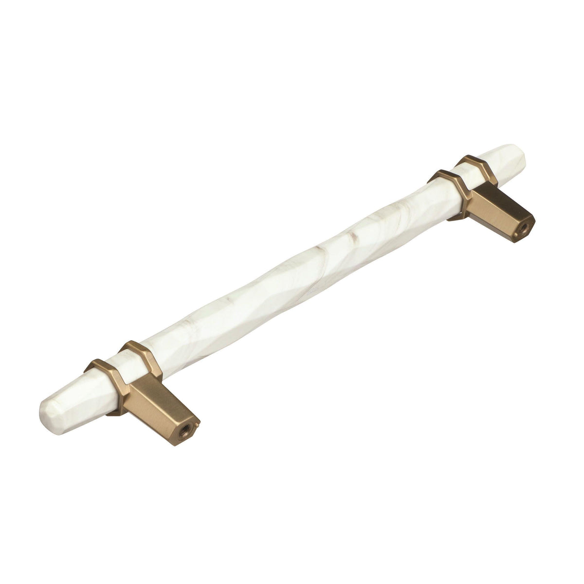 Amerock Cabinet Pull Marble White/Golden Champagne 6-5/16 inch (160 mm) Center to Center Carrione 1 Pack Drawer Pull Drawer Handle Cabinet Hardware
