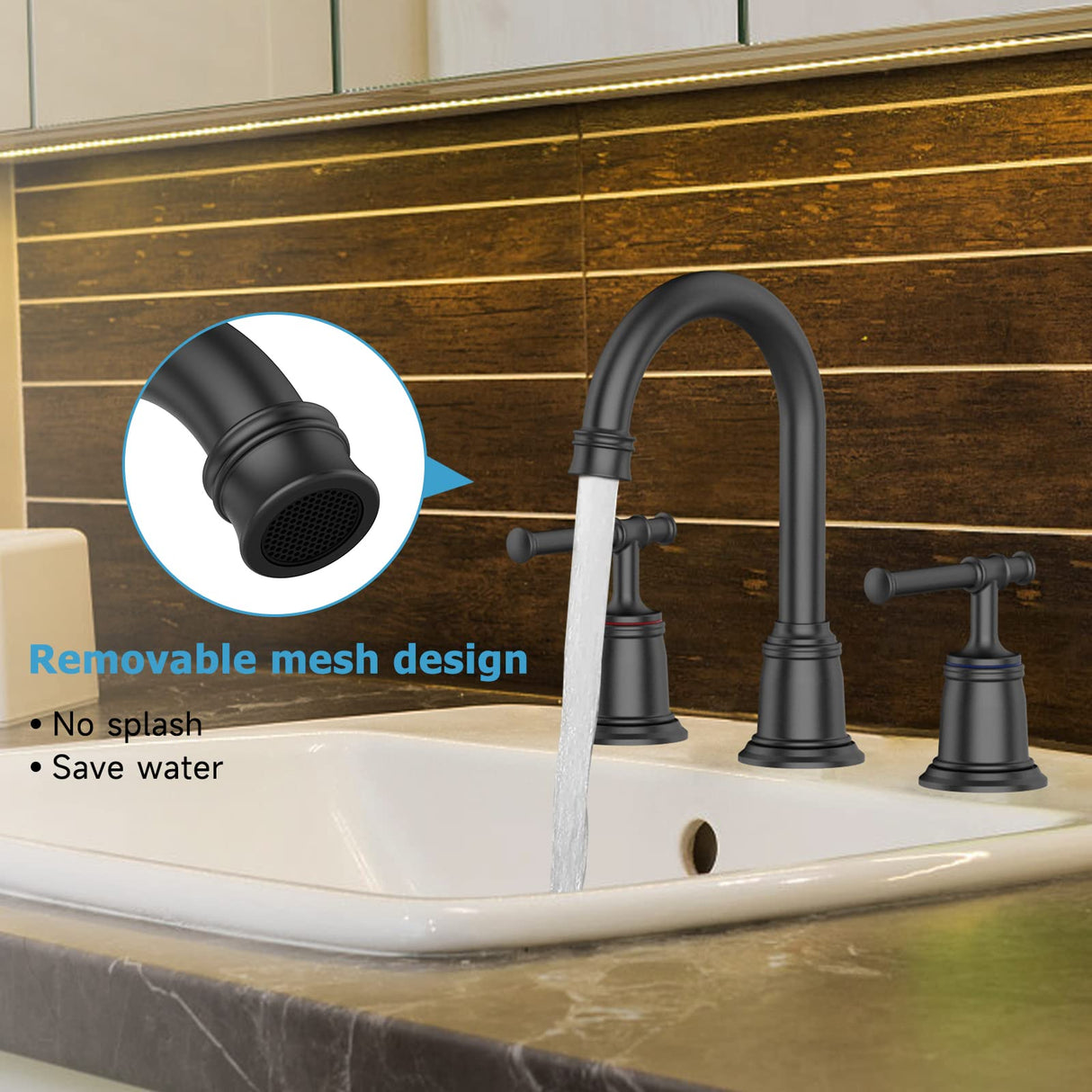 Classical 8 inch Bathroom Faucet, Bathroom faucets for Sink 3 Holes, Widespread Brushed Nickel Bathroom Faucet with Pop Up Drain and cUPC Lead-Free Hose (Brushed Nickel 2 Packs)