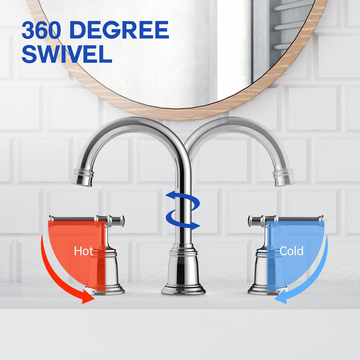 Classical 8 inch Bathroom Faucet, Bathroom faucets for Sink 3 Holes, Widespread Brushed Nickel Bathroom Faucet with Pop Up Drain and cUPC Lead-Free Hose (Brushed Nickel 2 Packs)