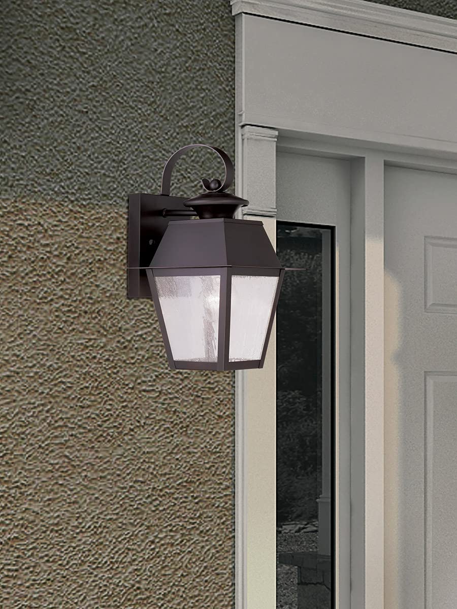 Livex Lighting 2162-07 Mansfield 1-Light Outdoor Wall Lantern, Bronze