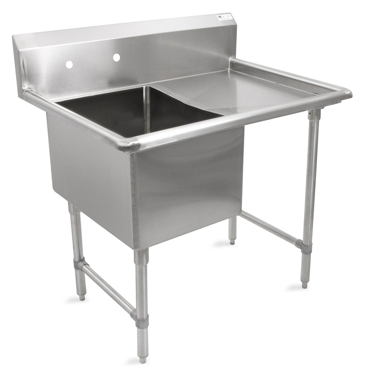 John Boos 1B18244-1D24R B Series Stainless Steel Sink, 14" Deep Bowl, 1 Compartment, 24" Right Hand Side Drainboard, 46" Length x 29-1/2" Width