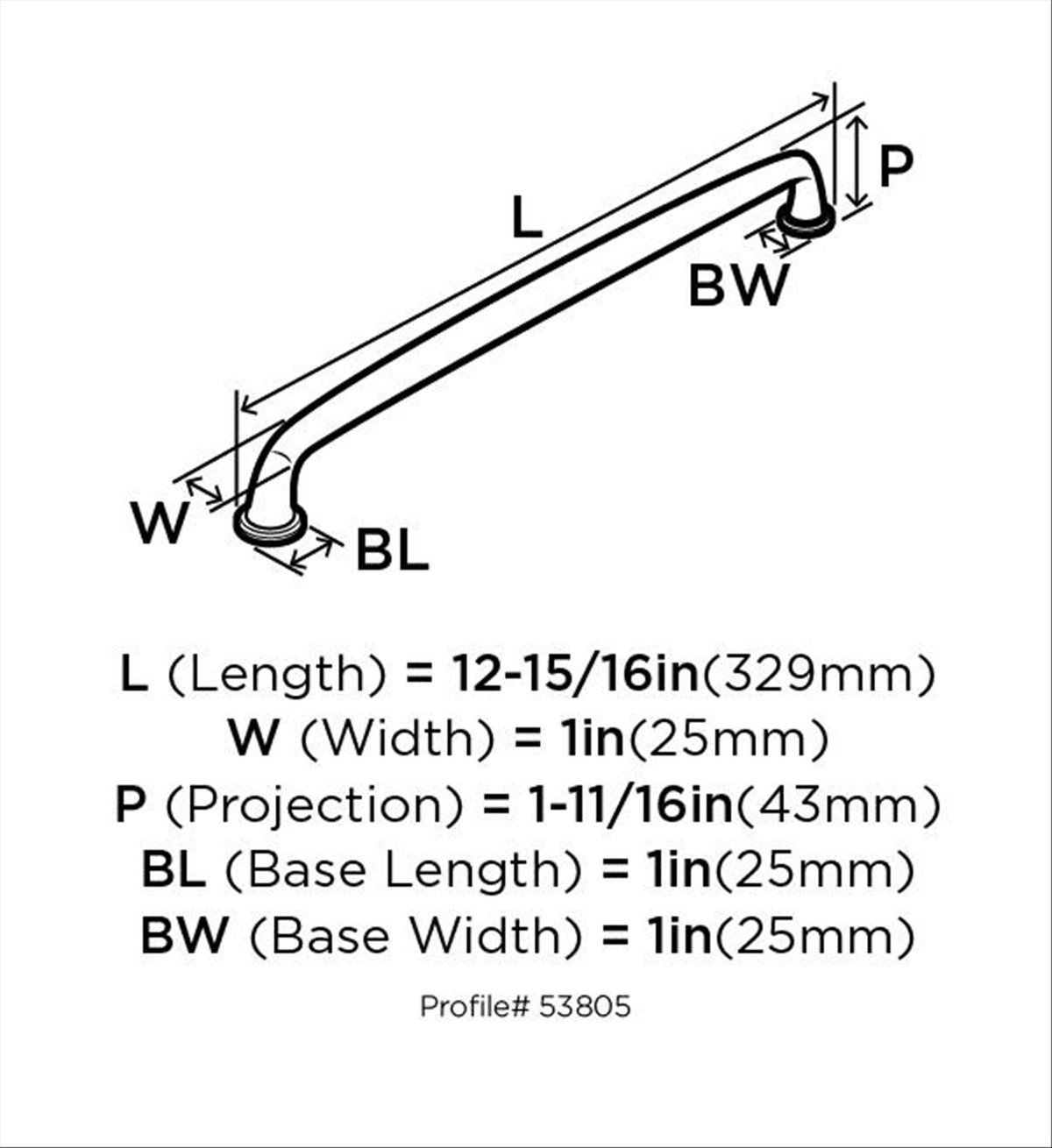 Amerock Appliance Pull Oil Rubbed Bronze 12 inch (305 mm) Center to Center Kane 1 Pack Drawer Pull Drawer Handle Cabinet Hardware