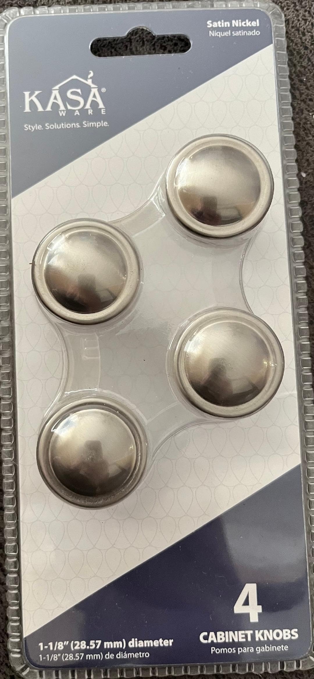 KasaWare K413SN-4 1-1/8" Diameter Round Knob with Ring, 4-pack