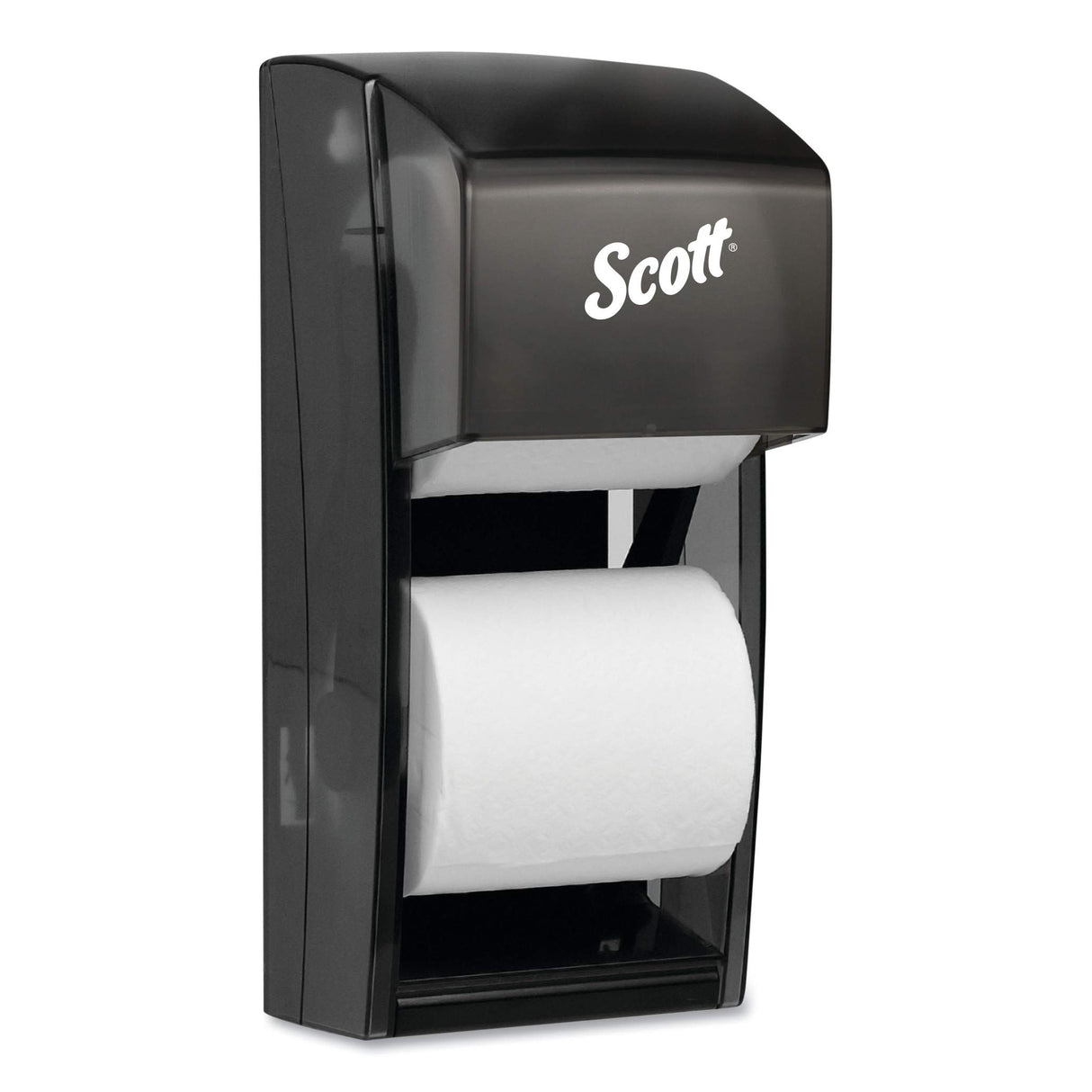 Scott Professional Vertical Standard Roll Toilet Paper Dispenser (09021), Dual Capacity, Black, 6.0"x13.6"x6.6" (Qty 1)