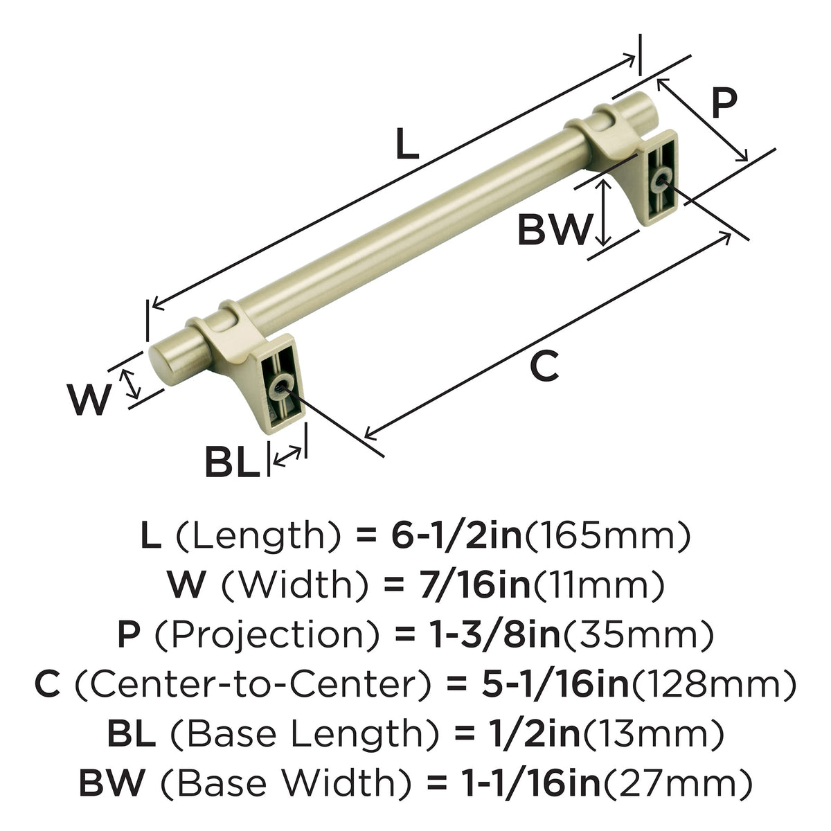 Amerock Cabinet Pull Oil Rubbed Bronze 5-1/16 inch (128 mm) Center to Center Davenport 1 Pack Drawer Pull Drawer Handle Cabinet Hardware