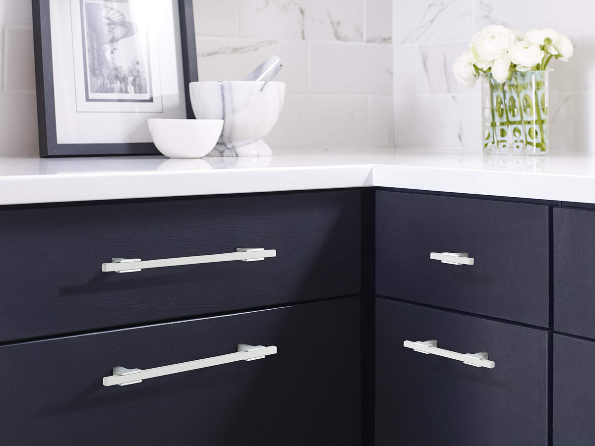 Amerock Cabinet Pull Polished Chrome/White 7-9/16 inch (192 mm) Center to Center Urbanite 1 Pack Drawer Pull Drawer Handle Cabinet Hardware