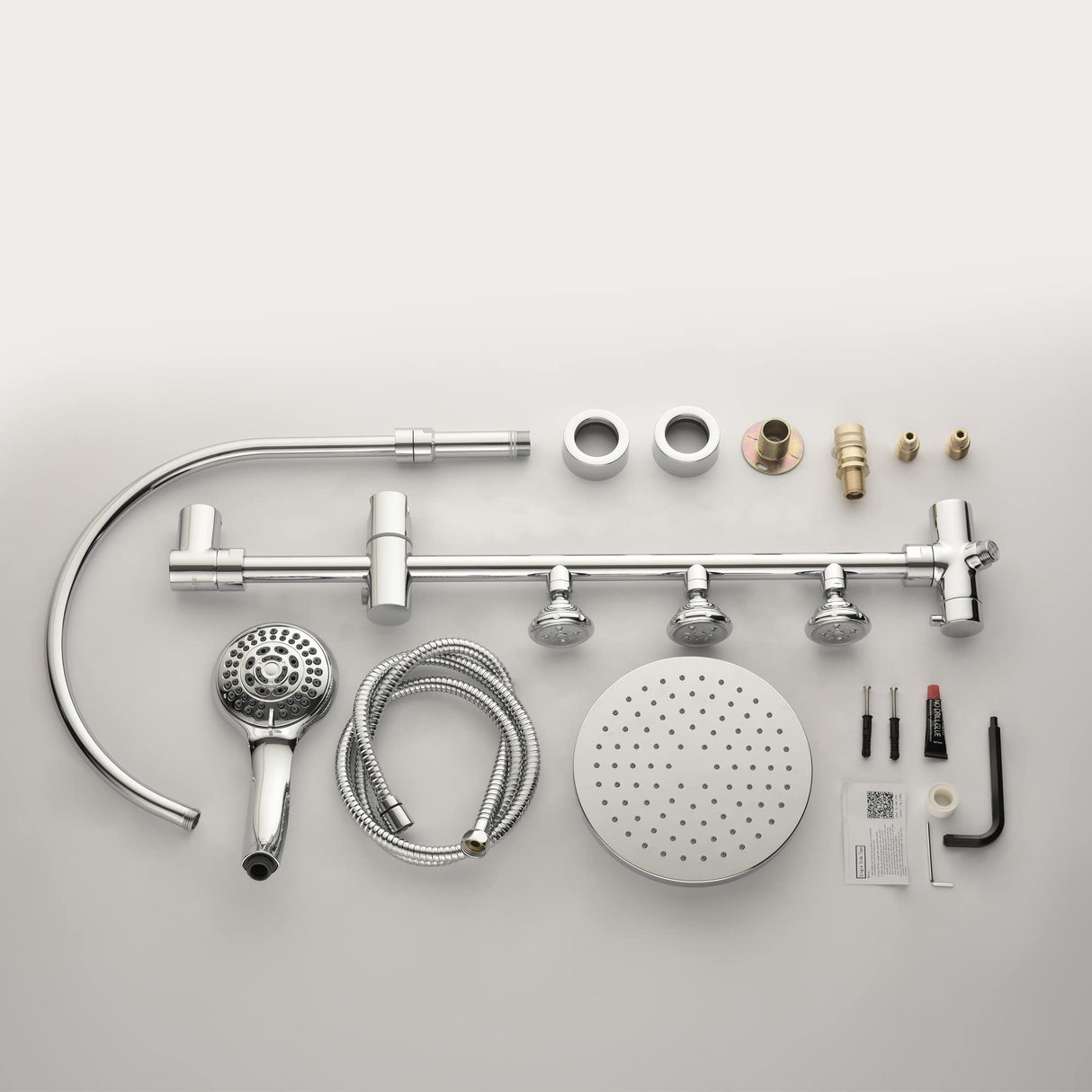 PULSE ShowerSpas 7001-CH Riviera Shower System with 8" Rain Showerhead, 3 Body Sprays, 5-Function Hand Shower, Polished Chrome Finish