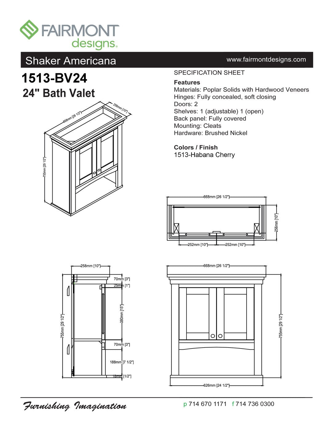 Shaker Americana 24" Bath Valet Polar White
