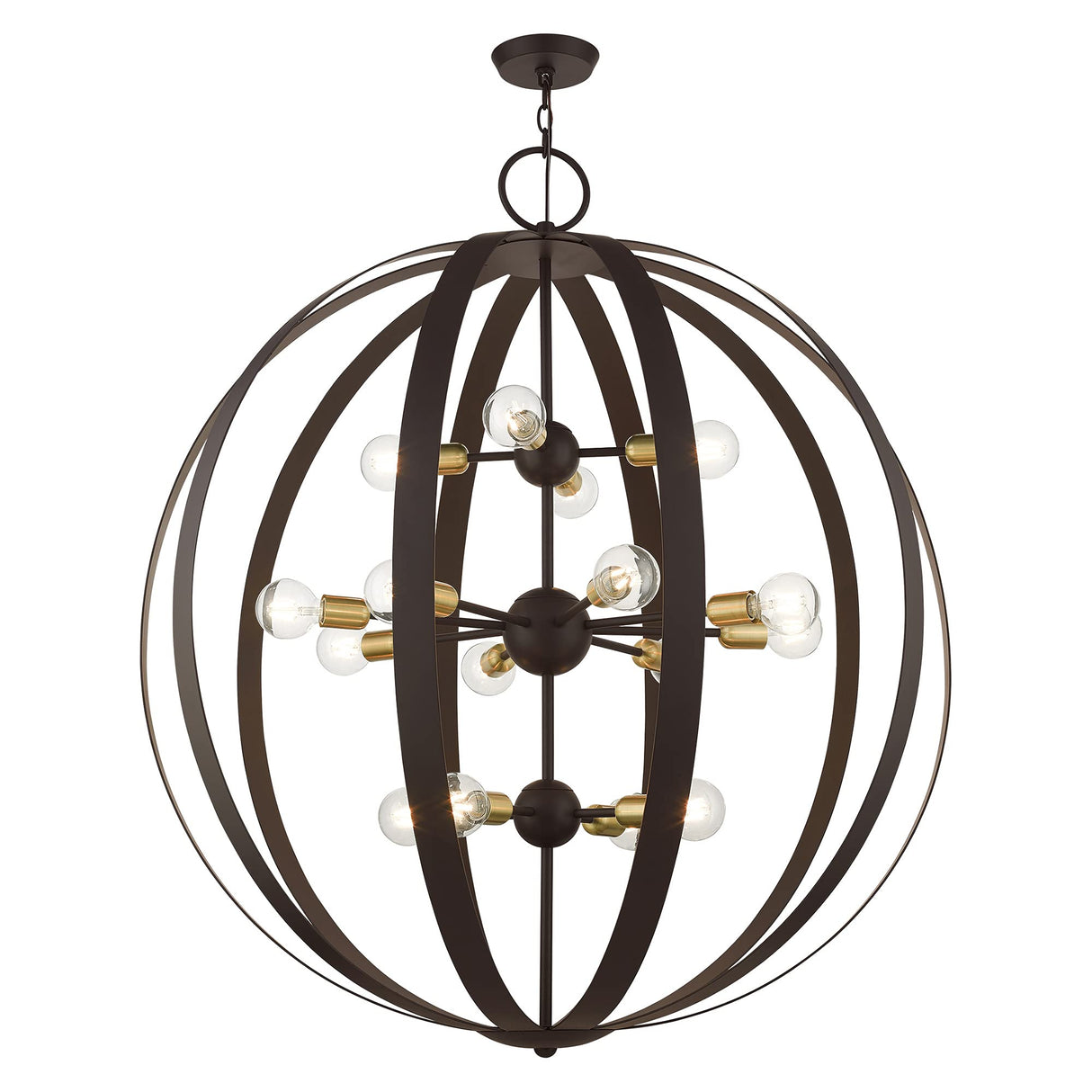 Livex Lighting 46418-07 Modesto Collection 16-Light Foyer Chandelier with Exposed Bulbs, Bronze