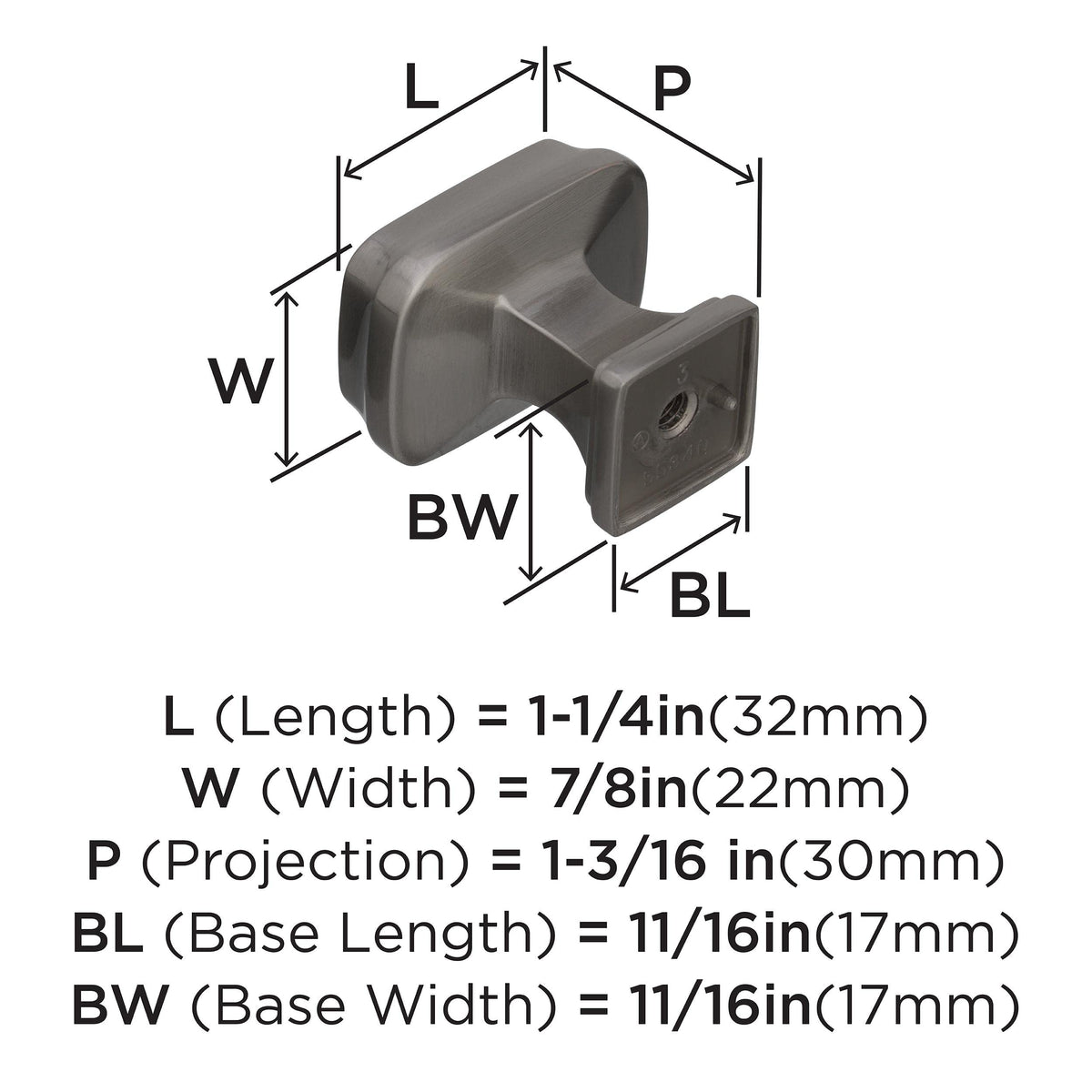 Amerock Cabinet Knob Satin Nickel 1-1/4 inch (32 mm) Length Revitalize 1 Pack Drawer Knob Cabinet Hardware
