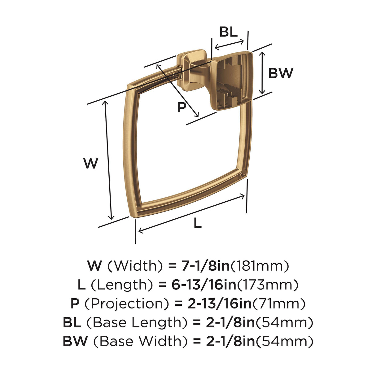 Amerock BH36032CZ Champagne Bronze Towel Ring 6-13/16 in (173 mm) Length Towel Holder Revitalize Hand Towel Holder for Bathroom Wall Small Kitchen Towel Holder Bath Accessories