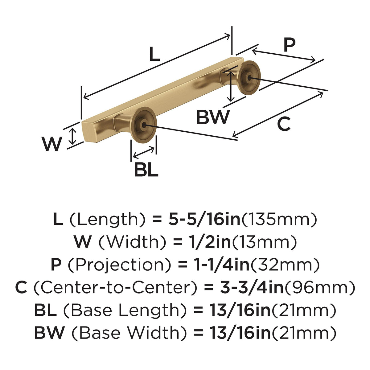 Amerock Corp BP37104CZ Everett Pull, 3-3/4 in (96 mm) Center-to-Center, Champagne Bronze
