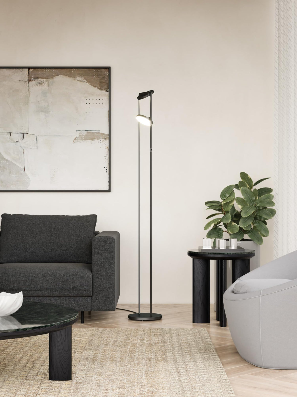 Kuzco FL72268-BK NOVEL 68" FLOOR LAMP BLACK 15W 120VAC WITH LED DRIVER 3000K 90CRI