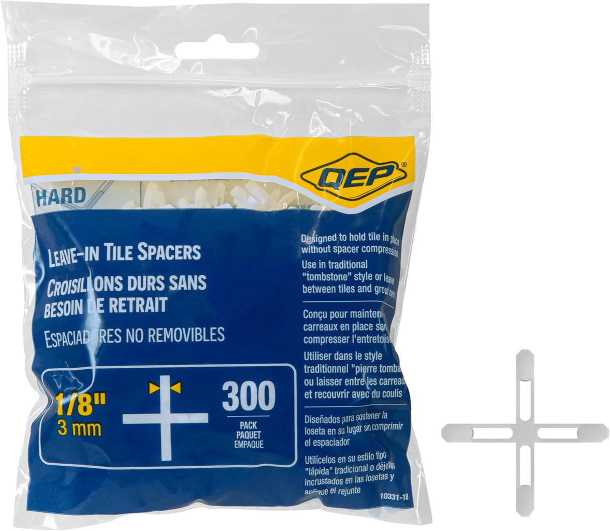 QEP 1/8" Hard Tile Spacers for Traditional or Leave-in Installation (300 Pack)