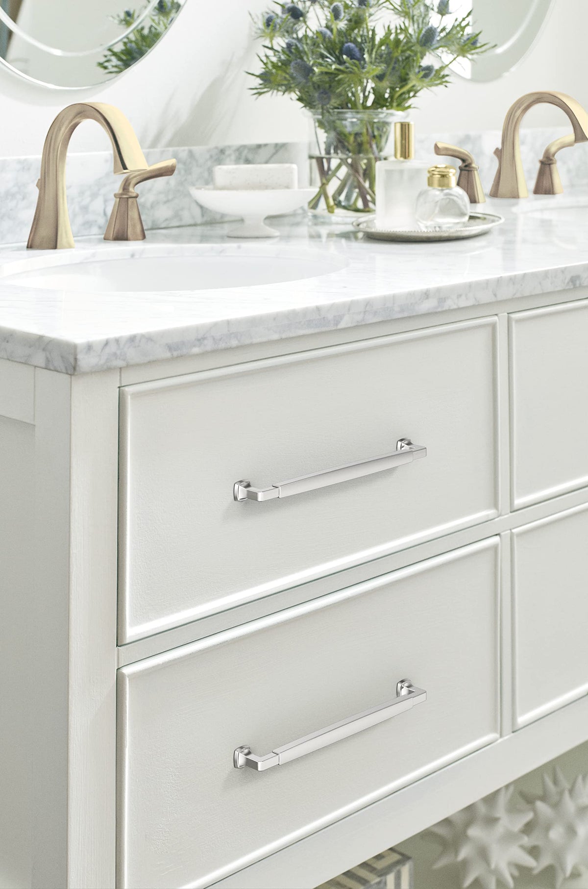 Amerock BP3740026 Polished Chrome Cabinet Pull 10-1/16 in (256 mm) Center-to-Center Cabinet Handle Stature Drawer Pull Kitchen Cabinet Handle Furniture Hardware