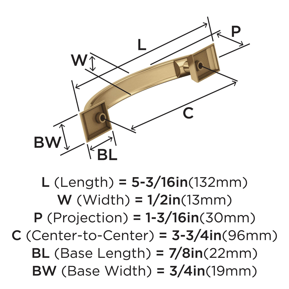 Amerock Cabinet Pull Champagne Bronze 3-3/4 in (96 mm) Center-to-Center Drawer Pull Candler Kitchen and Bath Hardware Furniture Hardware