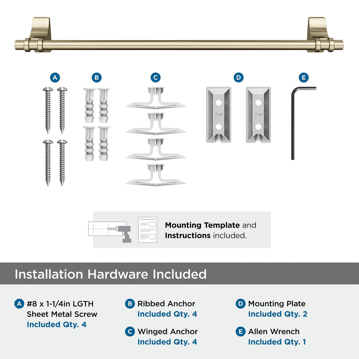 Amerock BH36053BBZ Golden Champagne Towel Bar 18 in (457 mm) Towel Rack Davenport Bathroom Towel Holder Bathroom Hardware Bath Accessories