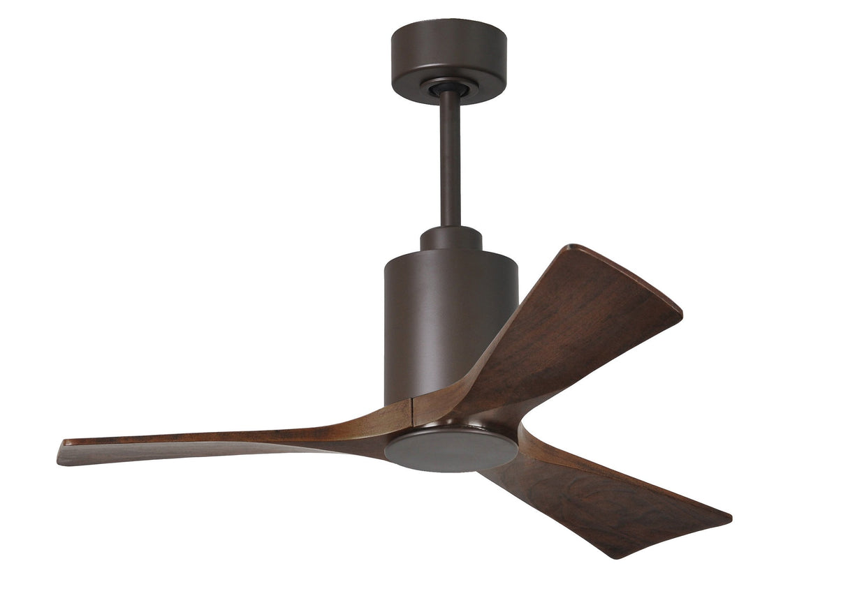 Matthews Fan PA3-TB-WA-42 Patricia-3 three-blade ceiling fan in Textured Bronze finish with 42” solid walnut tone blades and dimmable LED light kit