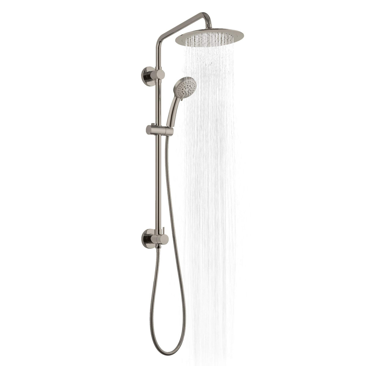 PULSE ShowerSpas 1088-BN-1.8GPM SeaBreeze II Shower System with 8" Rain Showerhead, Slide Bar and Multi-Function Hand Shower, Brushed Nickel, 1.8 GPM