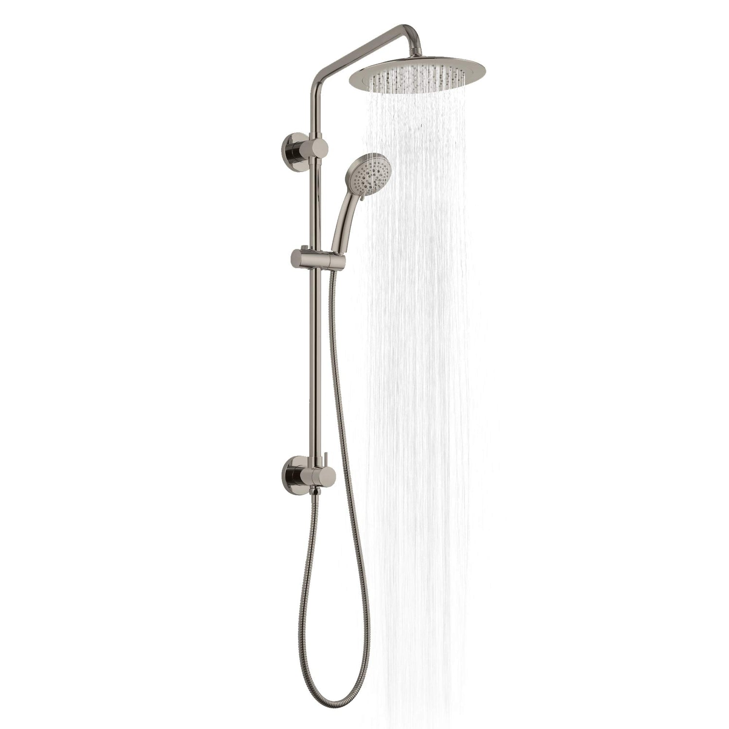 PULSE ShowerSpas 1088-BN-1.8GPM SeaBreeze II Shower System with 8" Rain Showerhead, Slide Bar and Multi-Function Hand Shower, Brushed Nickel, 1.8 GPM