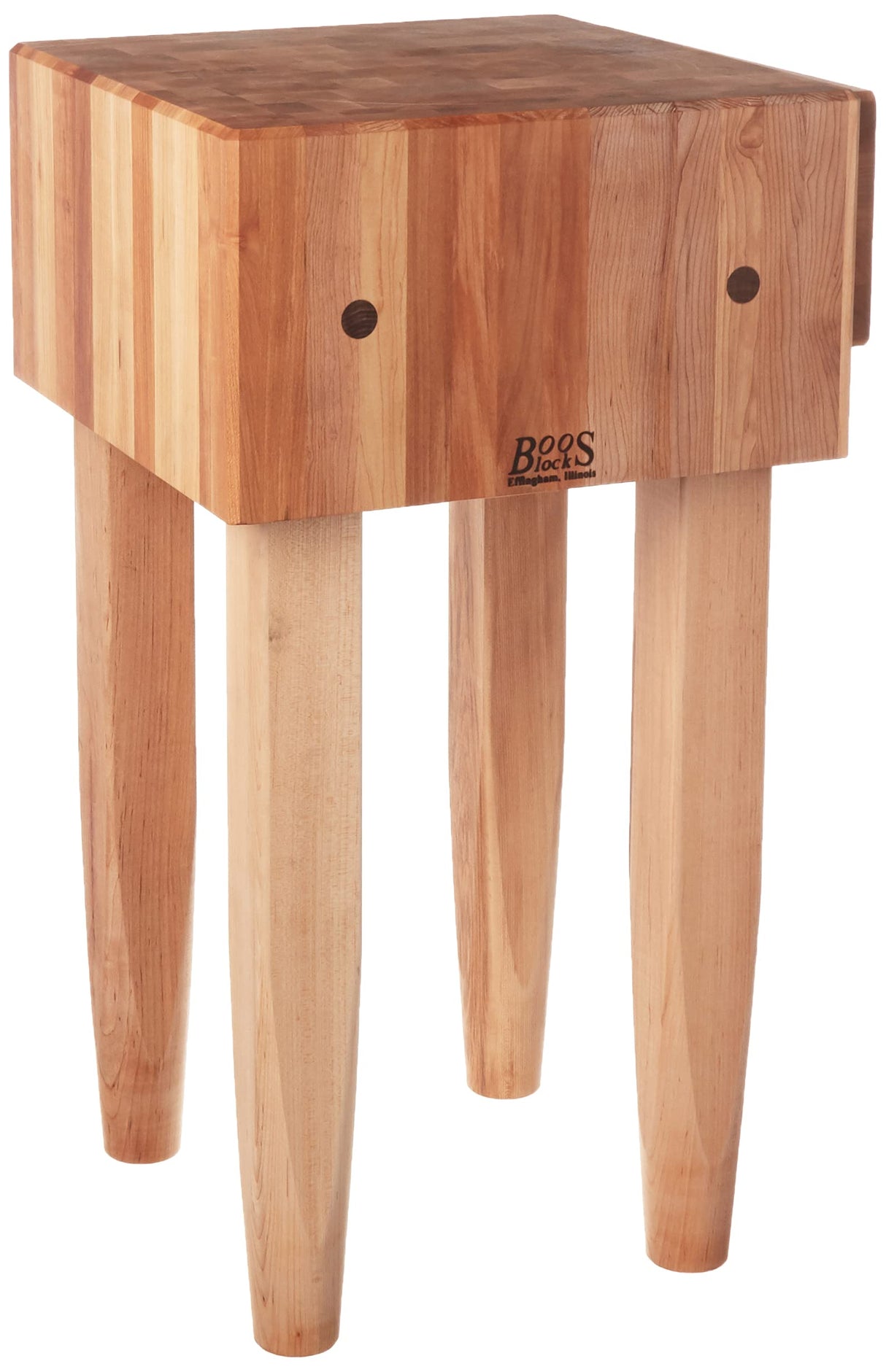 John Boos PCA1 Maple Wood End Grain Solid Butcher Block with Side Knife Slot, 18 Inches x 10 Inch Top, 34 Tall, Natural Legs PCA BLOCK 18X18X10W/HOLDER CRM-