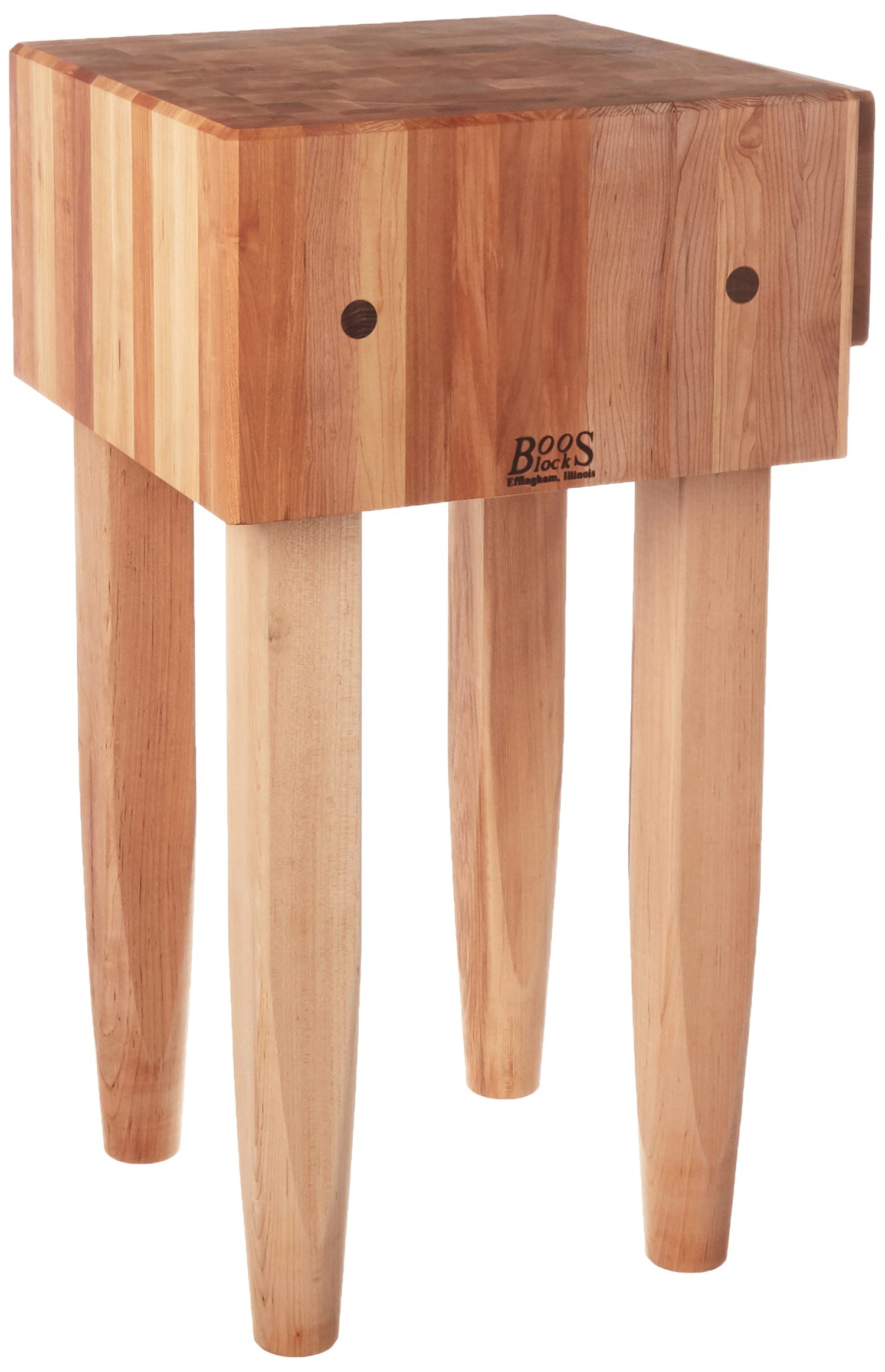 John Boos PCA1 Maple Wood End Grain Solid Butcher Block with Side Knife Slot, 18 Inches x 10 Inch Top, 34 Tall, Natural Legs PCA BLOCK 18X18X10W/HOLDER CRM-