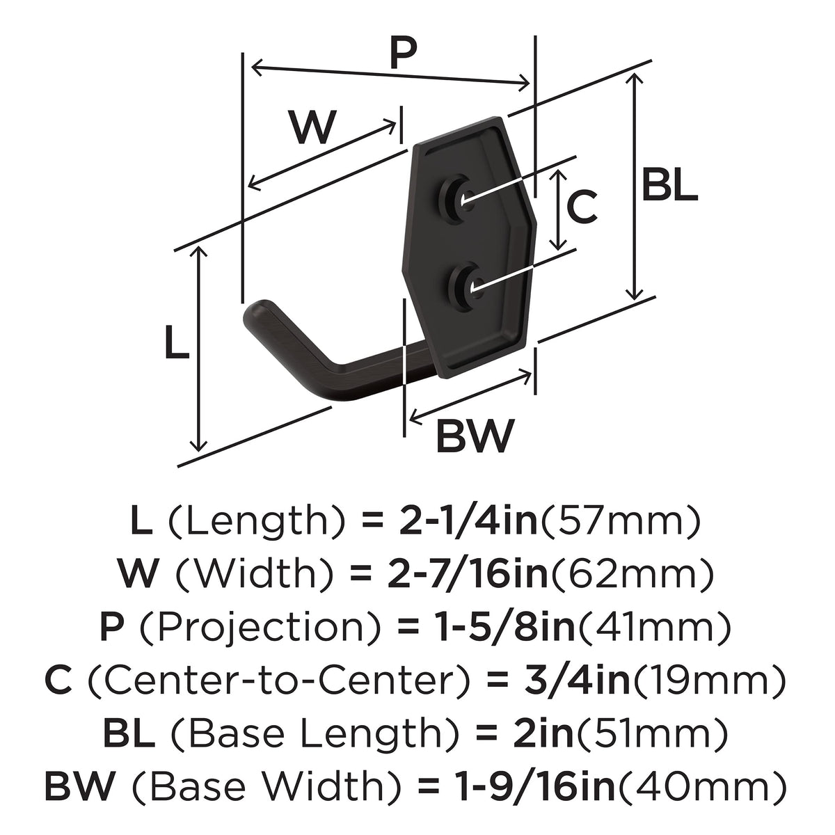 Amerock H37008ORB Benton Double Prong Decorative Wall Hook Oil Rubbed Bronze Hook for Coats, Hats, Backpacks, Bags Hooks for Bathroom, Bedroom, Closet, Entryway, Laundry Room, Office
