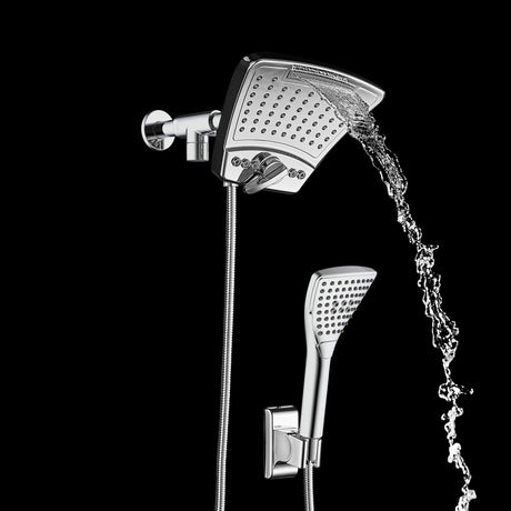 PULSE ShowerSpas 1056-CH-1.8GPM PowerShot Shower System with Air-Infused Curved 8" Multi-Pattern Showerhead and 3-Function Hand Shower, Polished Chrome, 1.8 GPM