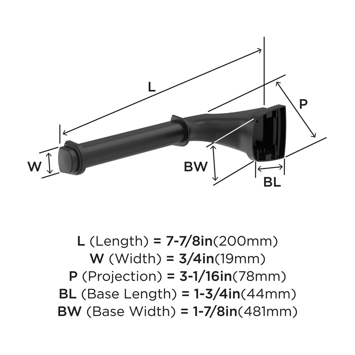 Amerock BH36031MB Matte Black Single Post Toilet Paper Holder 7-7/8 in. (200 mm) Length Toilet Tissue Holder Revitalize Bath Tissue Holder Bathroom Hardware Bath Accessories