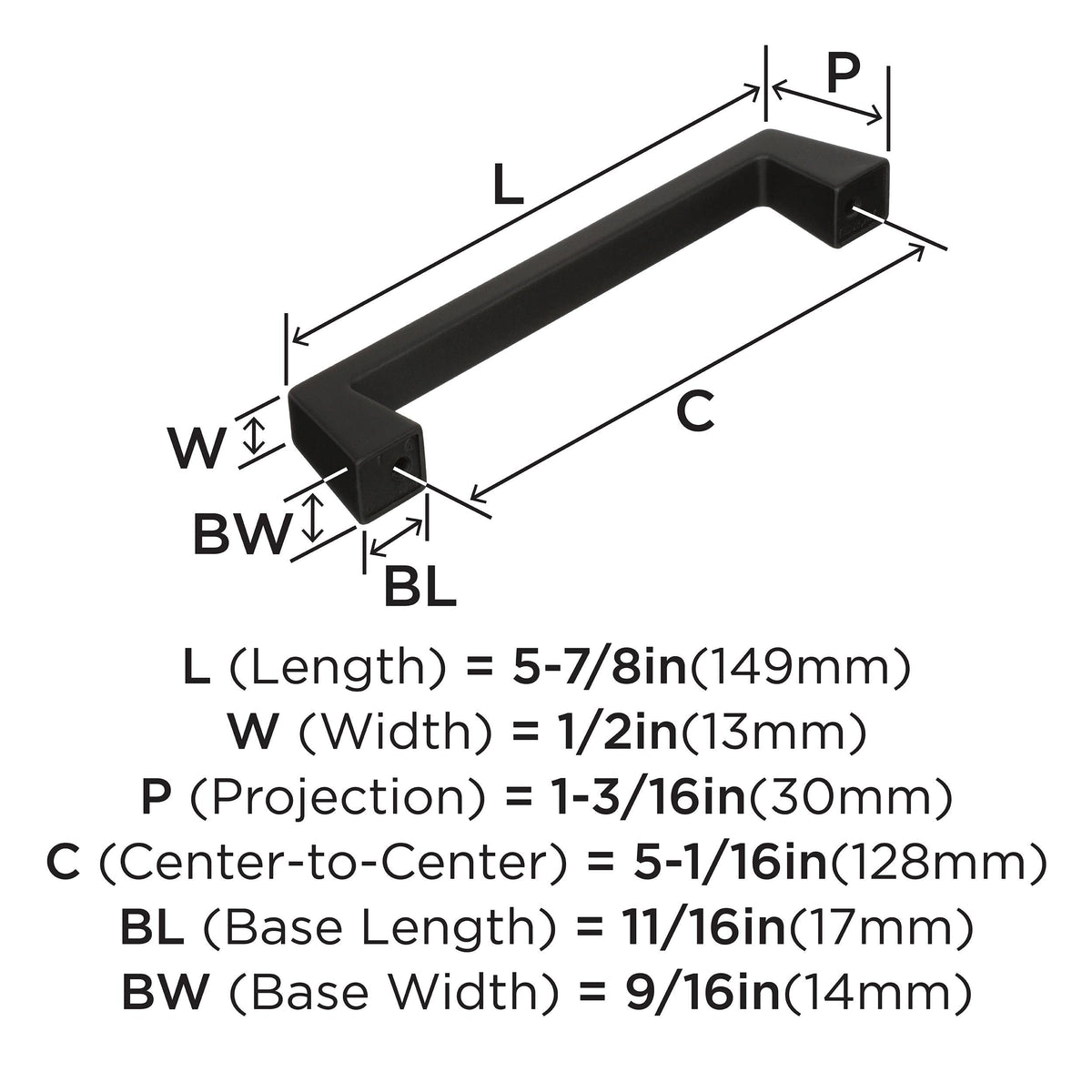 Amerock Cabinet Pull Black Bronze 5-1/16 inch (128 mm) Center to Center Blackrock 1 Pack Drawer Pull Drawer Handle Cabinet Hardware