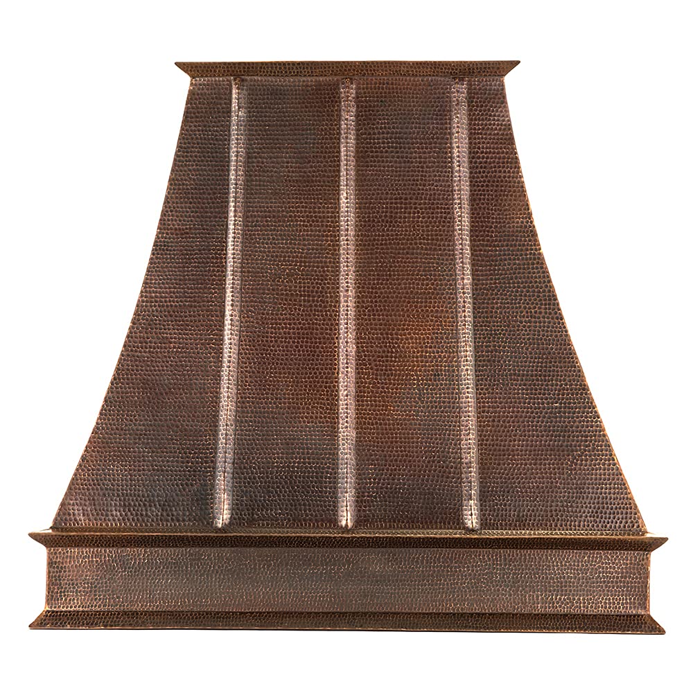 38 Inch 1250 CFM Hammered Copper Wall Mounted Euro Range Hood with Slim Baffle Filters