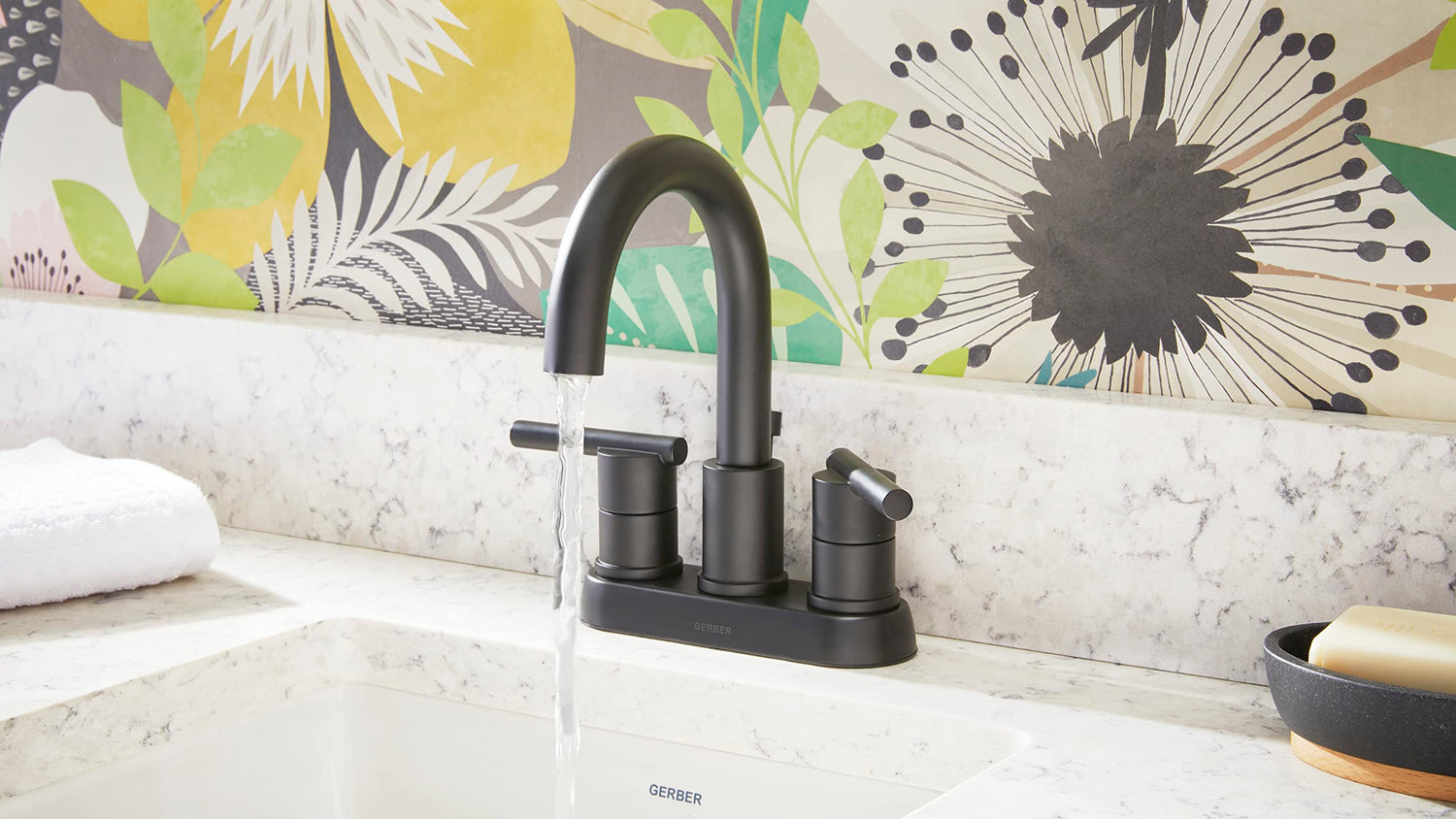 Gerber D307158BS Parma Two Handle Centerset Bathroom Faucet With Metal Pop-up DRA...