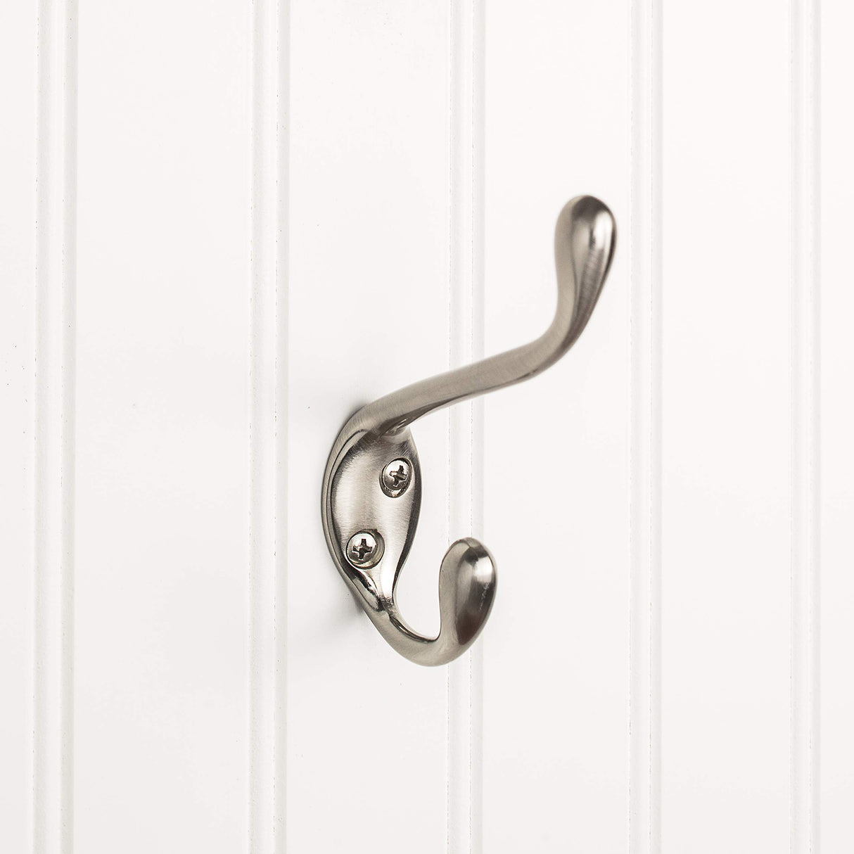 Elements YD40-450SN 4-1/2" Satin Nickel Large Transitional Double Prong Wall Mounted Hook