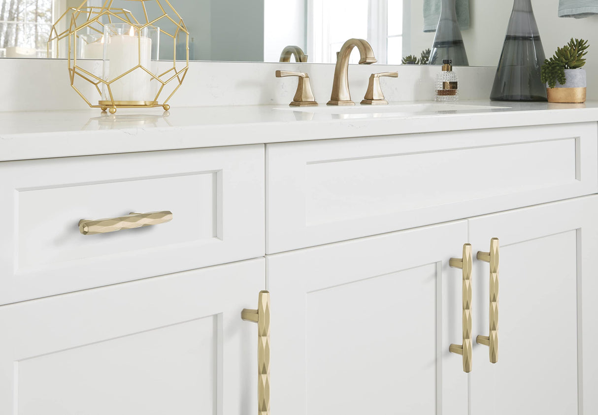 Amerock Cabinet Pull Golden Champagne 3 inch (76 mm) Center to Center St. Vincent 1 Pack Drawer Pull Drawer Handle Cabinet Hardware