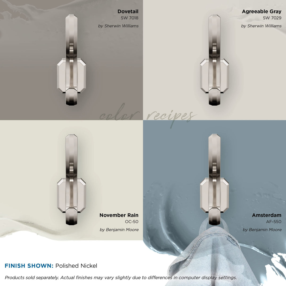 Amerock HBX36693PN Granlyn Double Prong Decorative Wall Hook Polished Nickel Hook for Coats, Hats, Backpacks, Bags Hooks for Bathroom, Bedroom, Closet, Entryway, Laundry Room, Office