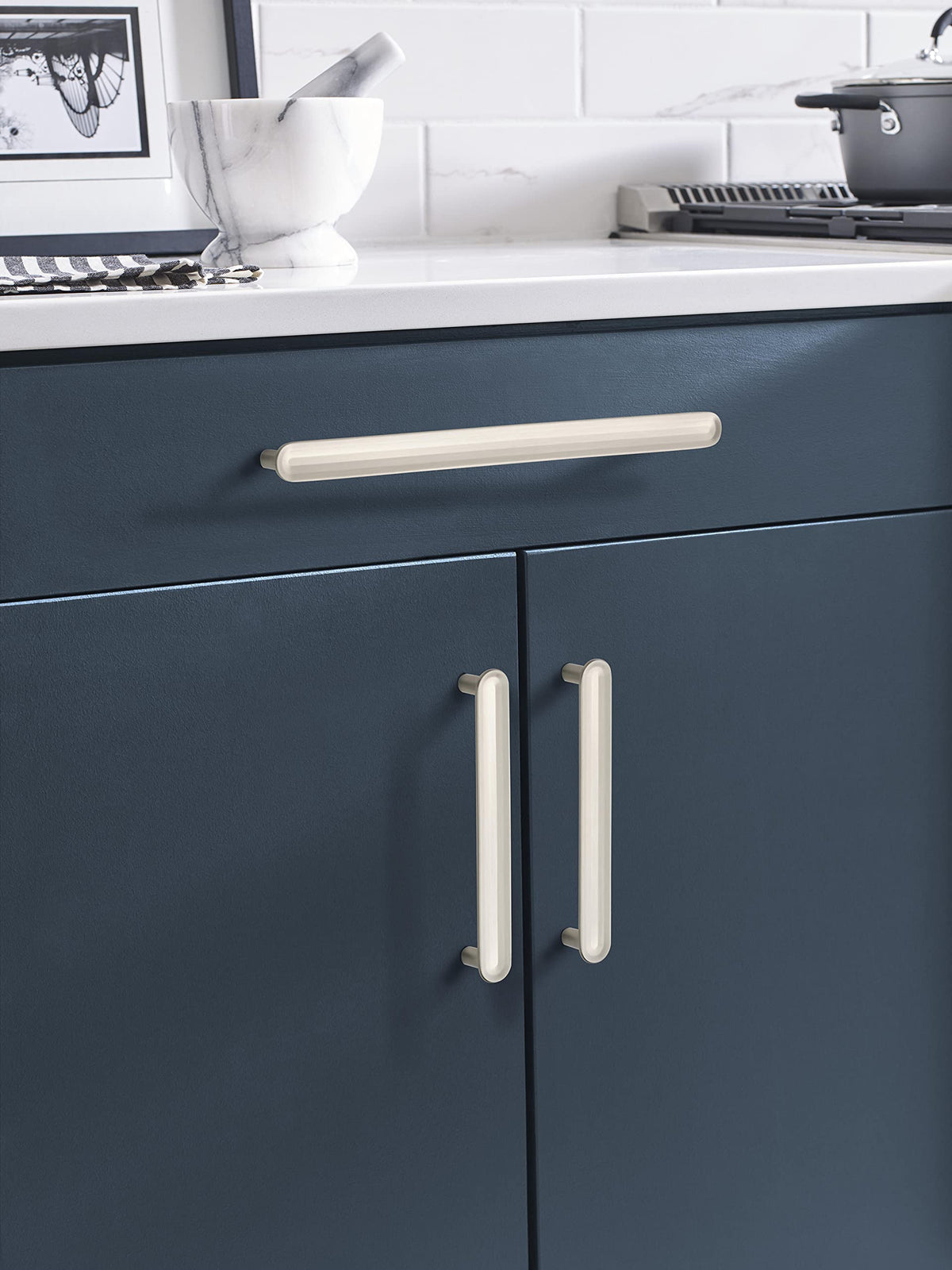 Amerock Cabinet Pull Satin Nickel 5-1/16 inch (128 mm) Center to Center Concentric 1 Pack Drawer Pull Drawer Handle Cabinet Hardware