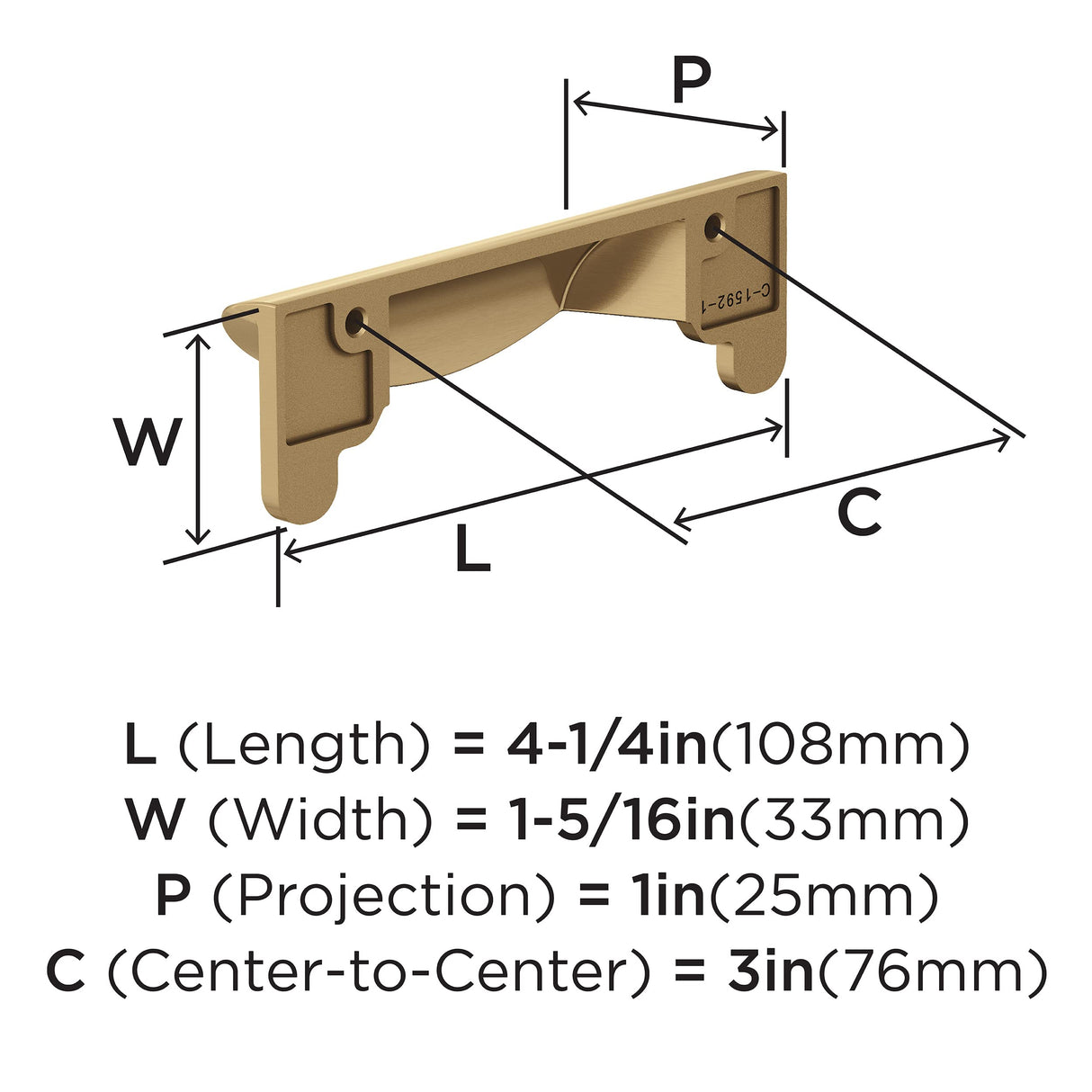 Amerock Cabinet Cup Pull Champagne Bronze 3 in (76 mm) Center-to-Center Drawer Pull Inspirations Kitchen and Bath Hardware Furniture Hardware