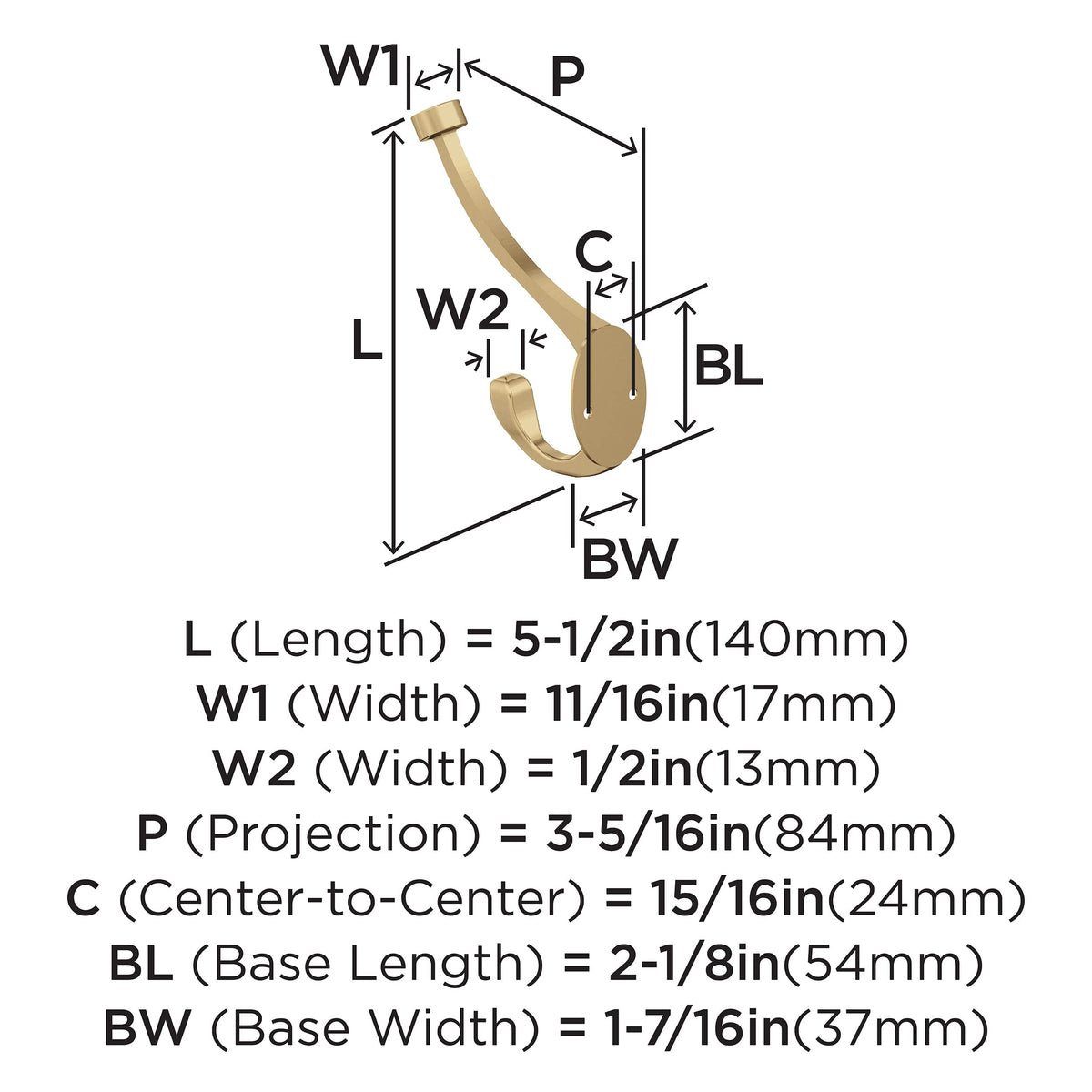 Amerock H55465CZ Adare Double Prong Decorative Wall Hook Champagne Bronze Hook for Coats, Hats, Backpacks, Bags Hooks for Bathroom, Bedroom, Closet, Entryway, Laundry Room, Office
