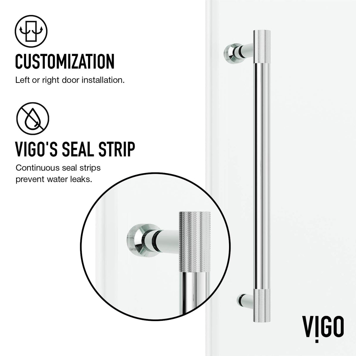 VIGO Adjustable 44-48 in. W x 76 in. H Elan Cass Frameless Glass Shower Door with Aerodynamic Shower Glass Door Chrome Shower Kit Complete and Door Glass Sliding Door - VG6044CHCL4876