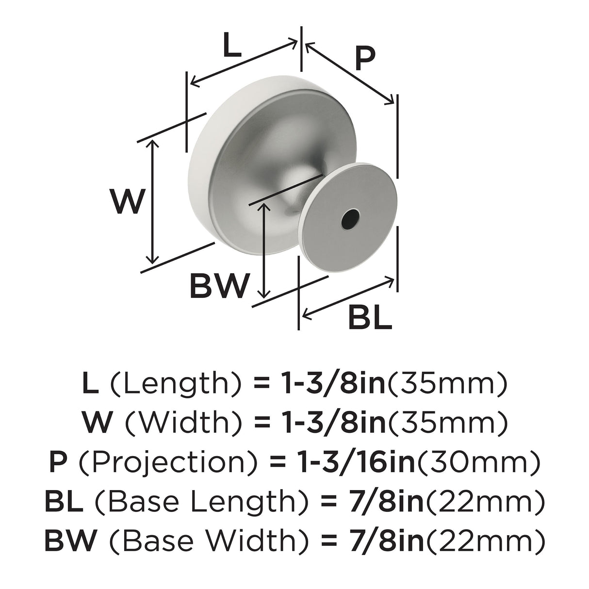 Amerock Cabinet Knob Satin Nickel 1-1/2 inch (38 mm) Diameter Exceed 1 Pack Drawer Knob Cabinet Hardware